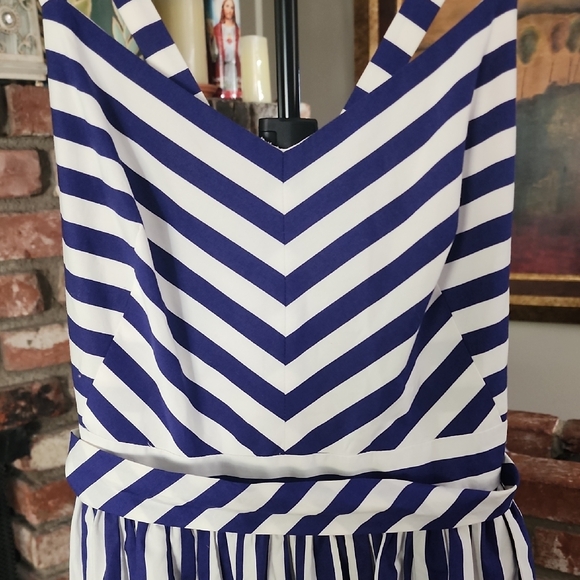 J.Crew Striped Maxi Dress Navy White Coastal Summer Vacation - Picture 5 of 16